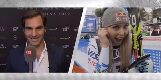 Roger Federer gratuliert Lindsey Vonn in einer Videobotschaft.