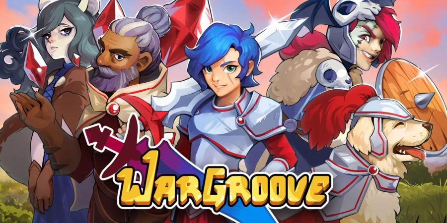 Die Protagonisten aus Wargroove posieren um den Namen des Spieles.