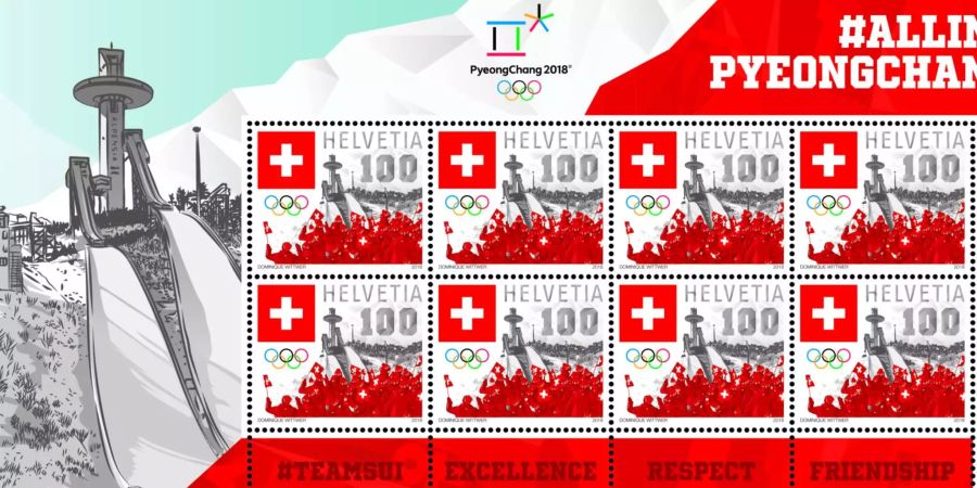 Die Post hat eine Olympische Briefmarke herausgegeben.