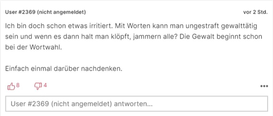 Gewalt beginnt schon bei der Wortwahl, meint ein Kommentar.