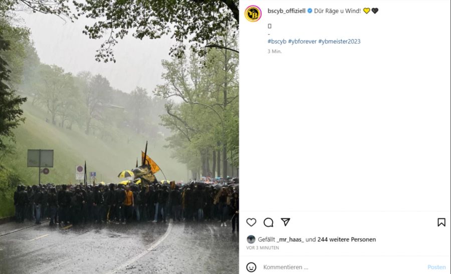 Ein kräftiges Gewitter durchnässt den Berner Anhang beim Aargauerstalden.