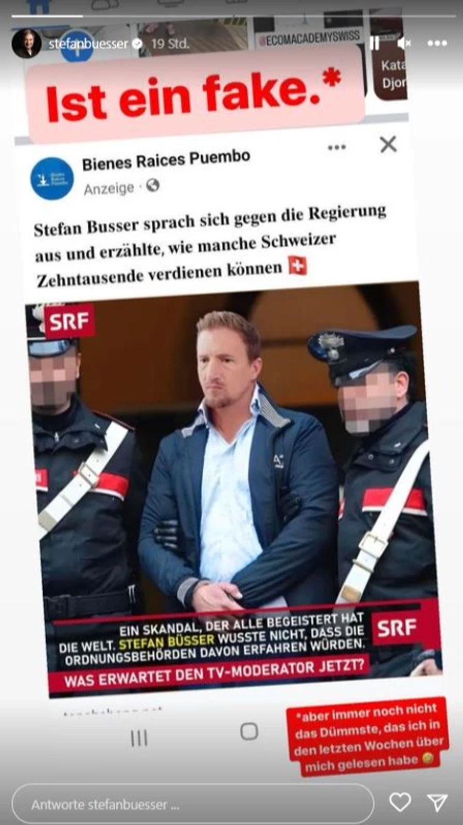 Stefan Büsser wird abgeführt. Beim Bild handelt es sich um eine Fotomontage.