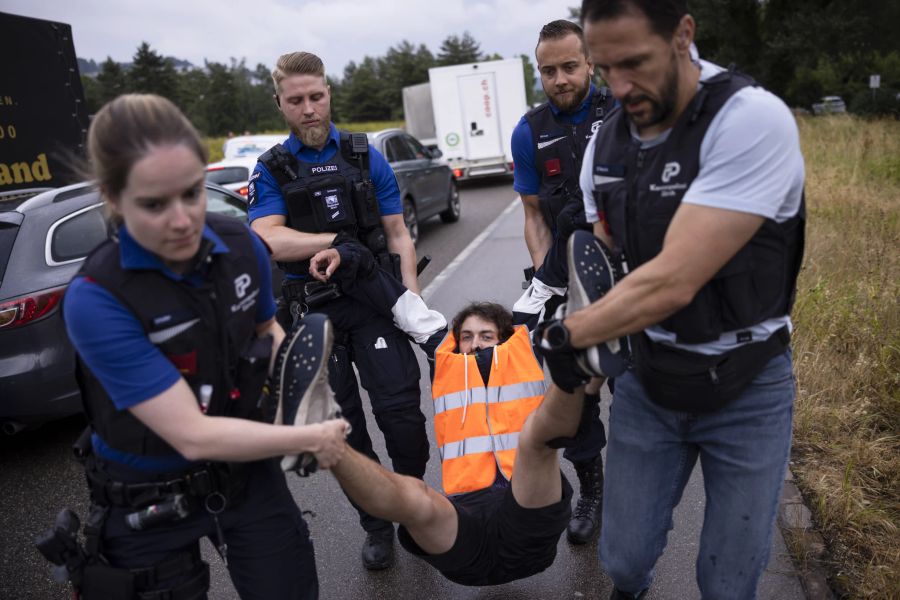 Die Kantonspolizei Zürich trug die Aktivisten weg und will ihnen die Einsatzkosten in Rechnung stellen.