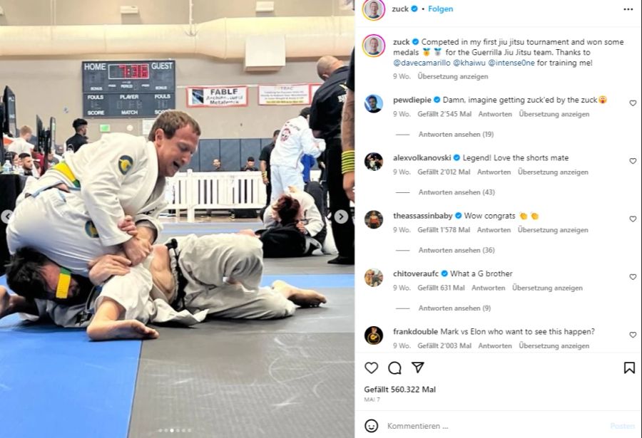 Mark Zuckerberg macht Jiu-Jitsu.