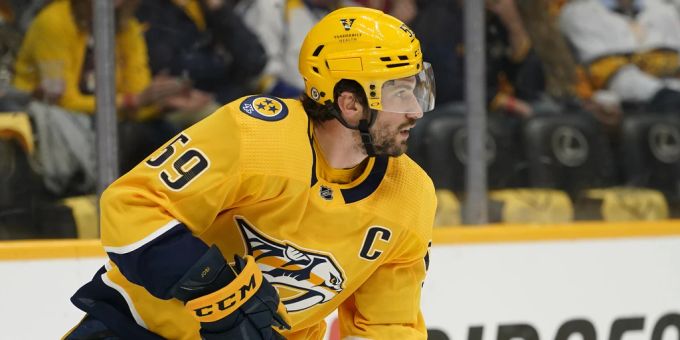 Roman Josi beim Spiel gegen die Calgary Flames am 27. April. josi