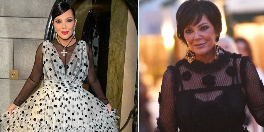 Kardashian-Mutter und - Managerin Kris Jenner mit Mega-Filter (links) und im echten Leben (rechts).