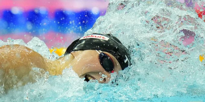 Katie Ledecky gewinnt das 400 Meter Freischwimmen in Budapest. Katie Ledecky