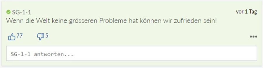 «SG-1-1» ist der Meinung, dass die Welt grössere Probleme hat.