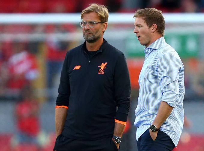 Jürgen Klopp (Liverpool) trifft in der Champions League auf Julian Nagelsmann (RB Leipzig). Jürgen Klopp Julian Nagelsmann