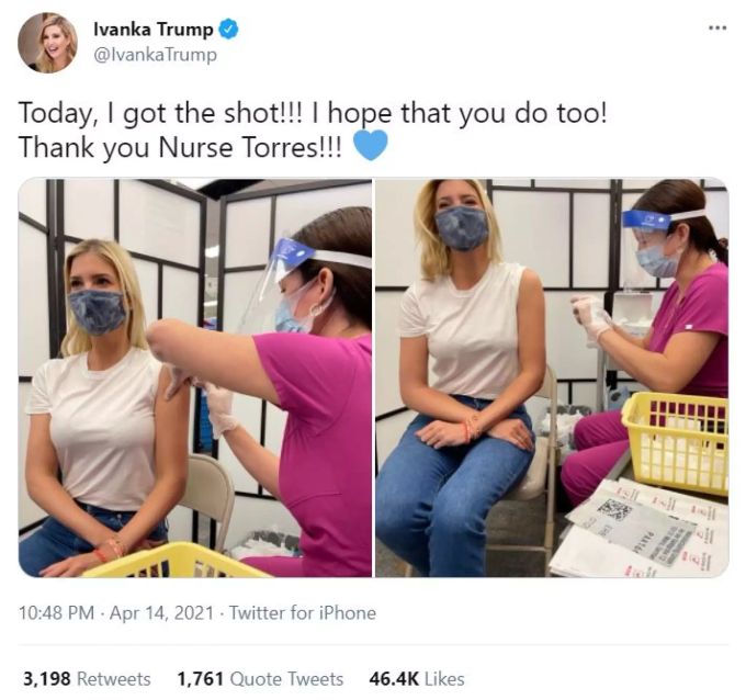 Ivanka Trump lässt sich gegen Corona impfen. ivanka