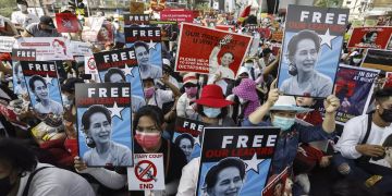 Protest against military coup in Yangon