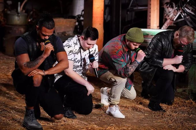 Karl Jeroboan, Matthias Schmidt, Marvin Frederic Ventura Estradas und Jan-Marten Block. DSDS Jungs