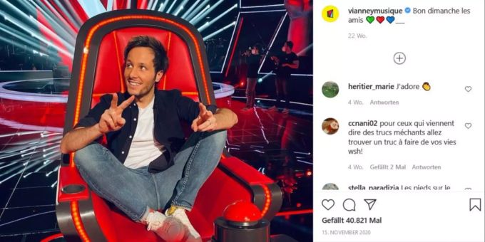 Vianney sitzt auf seinem «The Voice»-Stuhl. vianney