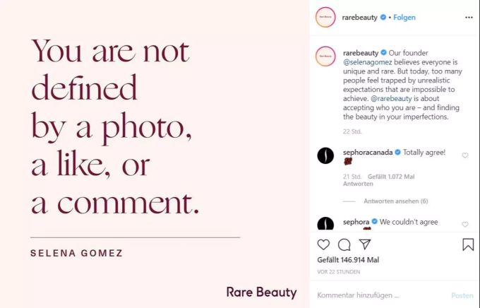 Selena Gomez stellt mit Rare Beauty die Meinung anderer in den Hintergrund. Selena Gomez