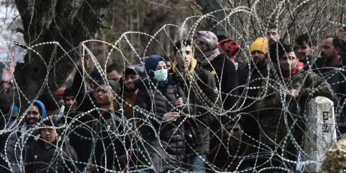 Flüchtlinge an der griechischen Grenze bei Kastanies. griechenland