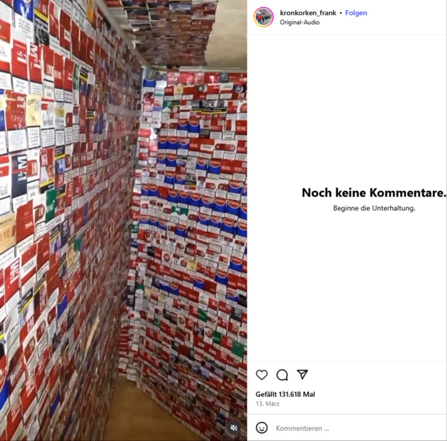 Der Frührentner trinkt und raucht nicht mehr. Deko-Objekte fertigt er allerdings auch mit leeren Zigarettenschachteln.