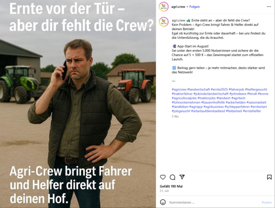 Mitte August hat André Schlottmann seine App «AgriCrew» gestartet.