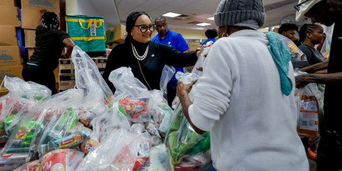 Free food distribution at YMCA in the midst of longest US government shutdown