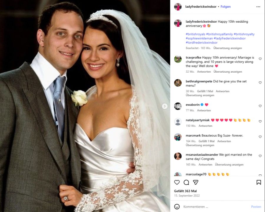 Dann heiratete sie Lord Frederick Windsor, den Sohn eines Cousins von Queen Elizabeth, und wurde Teil der erweiterten Königsfamilie.