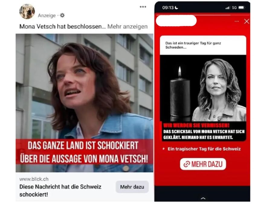 Auch Schweizer Prominente wurden wiederholt Opfer von Deepfake-Anzeigen. So unter anderem SRF-Moderatorin Mona Vetsch ...
