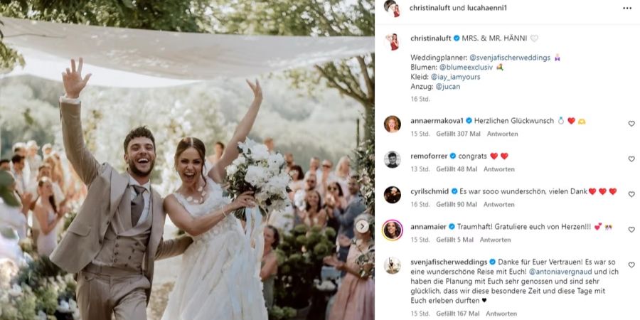 Im August 2023 gaben sich die Hännis in Italien das Ja-Wort.