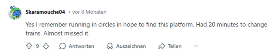 Auch hier wurde es knapp: «Ich hatte 20 Minuten, um auf den Zug umzusteigen. Hab ihn fast verpasst.»