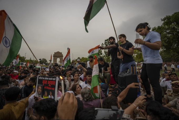Vinesh Vinesh war Teil der Proteste gegen den Verbandsboss in Indien 2024. Vinesh Vinesh