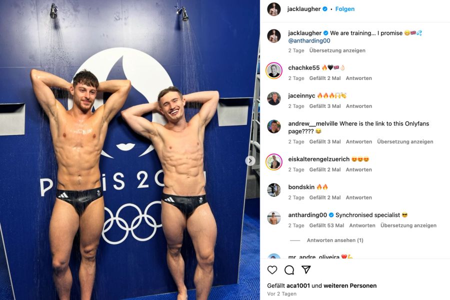 Nicht nur auf Instagram teilt Jack Laugher seine oberkörprerfreien Bilder.