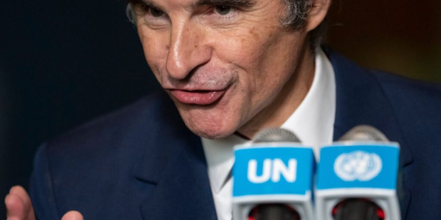 ARCHIV - Rafael Grossi, Generaldirektor der Internationalen Atomenergie-Organisation (IAEA) und Kandidat für das Amt des Generalsekretärs der Vereinten Nationen, spricht während eine...
