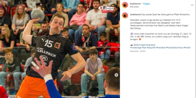 Die Kadetten Schaffhausen verlieren das zweite Spiel der Halbfinalserie gegen Pfadi Winterthur. Kadetten Schaffhausen