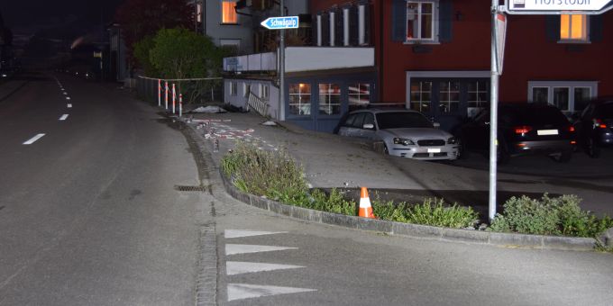 Unfallstelle in Urnäsch. Unfallstelle in Urnäsch.