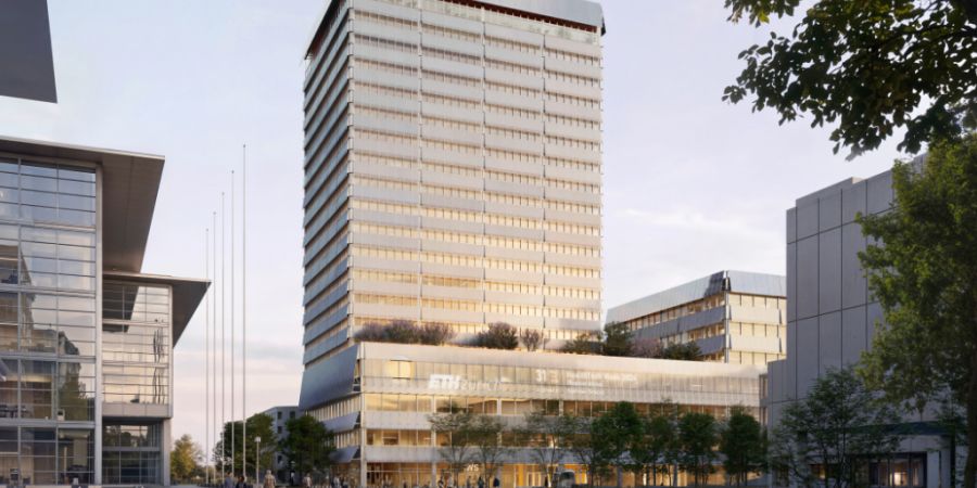 Die Visualisierung der ETH Zürich zeigt, wie das neue Gebäude auf dem Campus Hönggerberg aussehen soll.