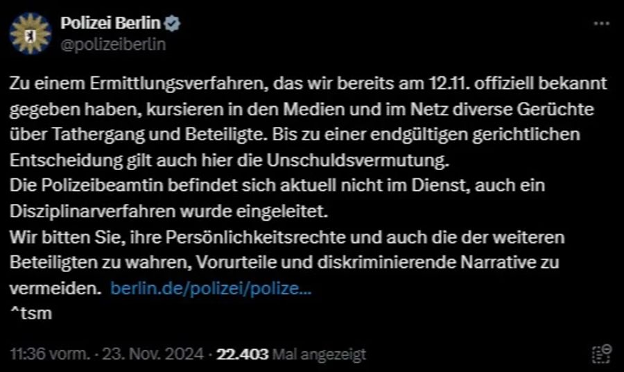 Polizistin Kollegen Berlin Twitter