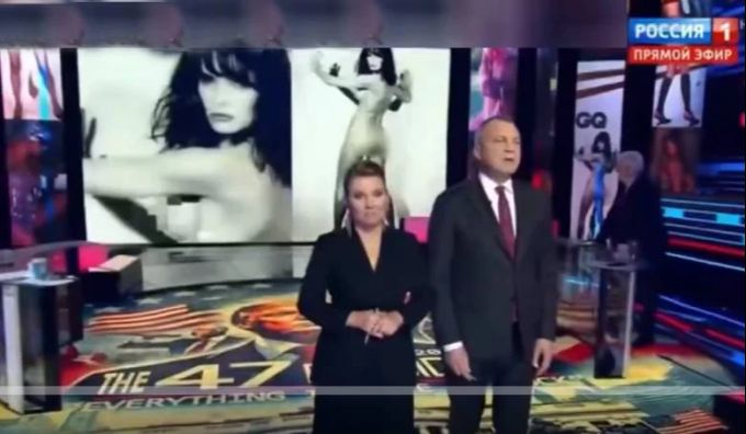 Hier zeigt der russische Sender Melania Trump nackt. Donald Trump Wladimir Putin