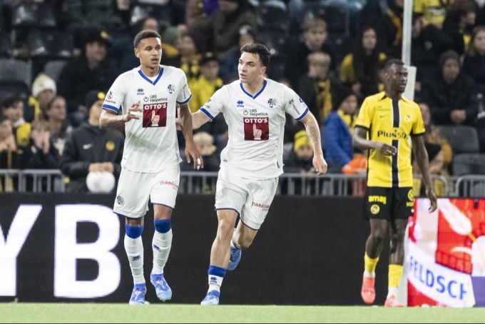 Luca Jaquez trifft für den FC Luzern gegen YB. FC Luzern