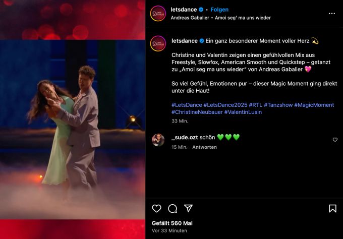 Dieser Magic Moment bei «Let's Dance» galt dem verstorbenen Vater von Christine Neubauer. let's dance