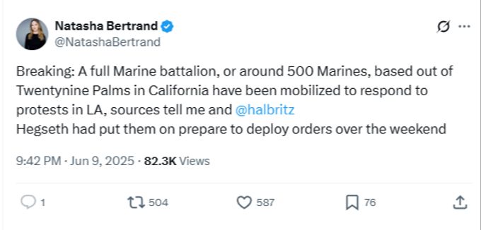 Der Post der CNN- Korrespondentin Natasha Bertrand. LA Proteste