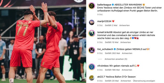 Emre Yesilova (links) erzielt für die VFR Zimbos gleich alle sechs Tore. Baller league
