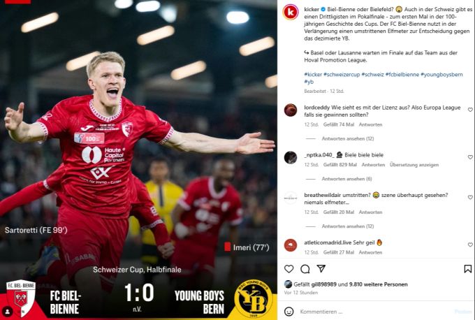 Der Post des «Kicker» zum FC Biel-Bienne. fc biel-bienne