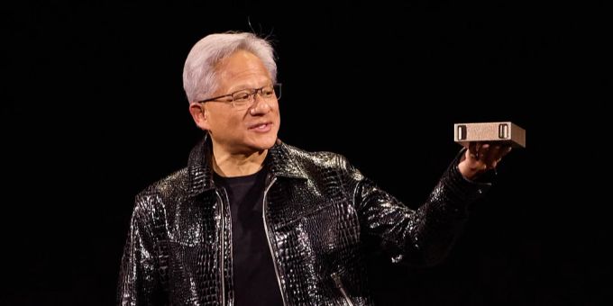Firmenchef Jensen Huang zeigt in Las Vegas, wie sich Nvidia KI künftig vorstellt. Jensen Huang Nvidia KI