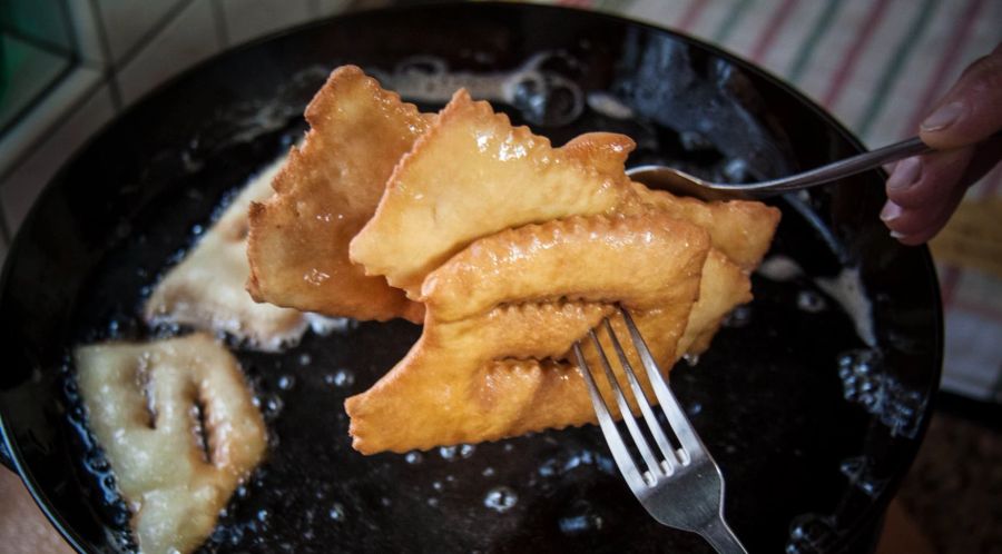 Gebäck Öl Gabel frittieren