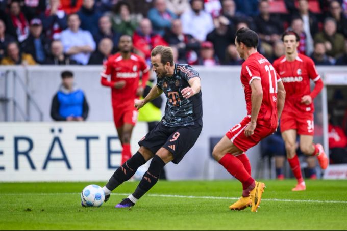 Harry Kane trifft einmal mehr: Mit seinem 17. Tor bringt er Bayern in Führung. Harry Kane