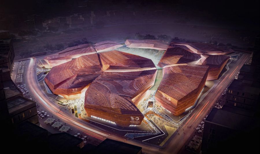 Ein Gesamtkunstwerk ist auch das geplante New Murabba Stadium für rund 46'000 Zuschauer.