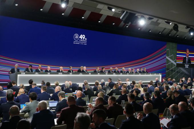 Die UEFA hielt ihren Kongress in Belgrad ab. UEFA Kongress Belgrad