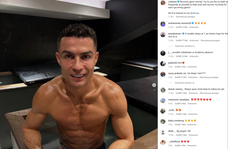 Auch mit einem Kältebecken versucht Ronaldo seine Regenerationszeit zu optimieren.