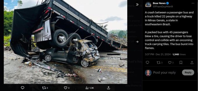 In Brasilien ist es zu einem heftigen Unfall gekommen. unfall