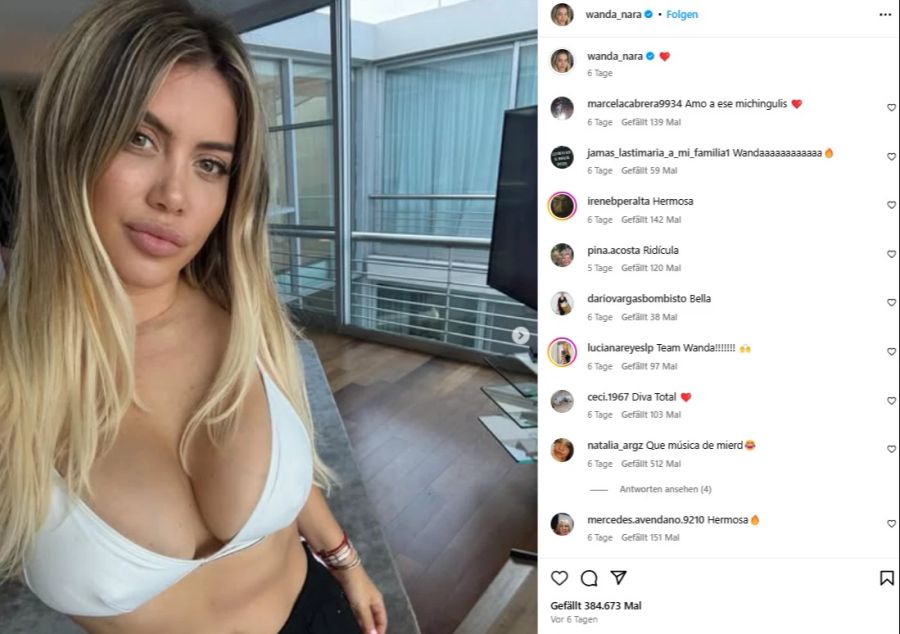 Wanda Nara hat über 17 Millionen Follower auf Instagram.