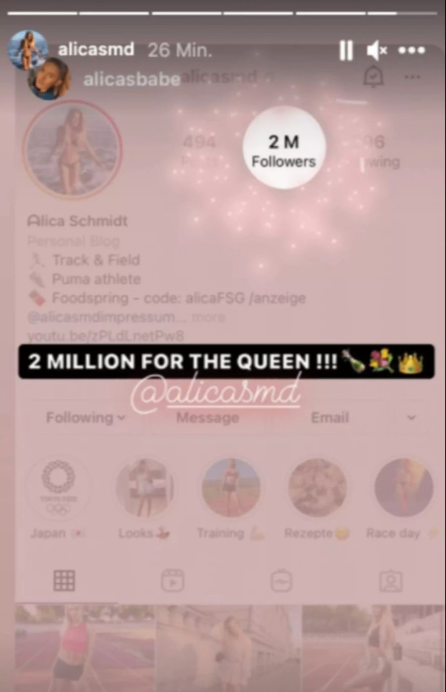 Die 22-Jährige hat über 2 Millionen Fans auf Instagram.