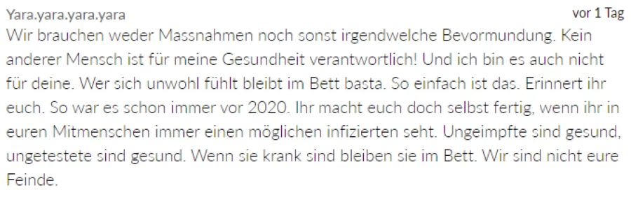 Diese Nutzerin will nicht «bevormundet» werden.