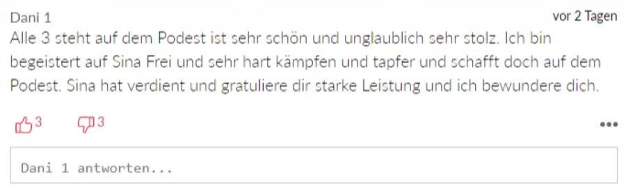 Dani ist begeistert von der Leistung der Schweizerinnen.